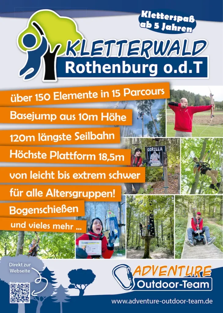 Flyer mit Infos zum Kletterwald in Rothenburg