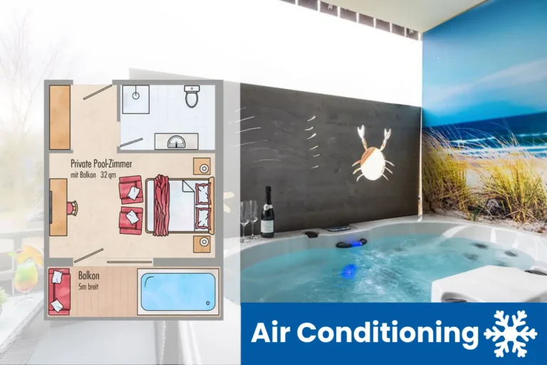 Grundriss und Bild Private Pool Zimmer