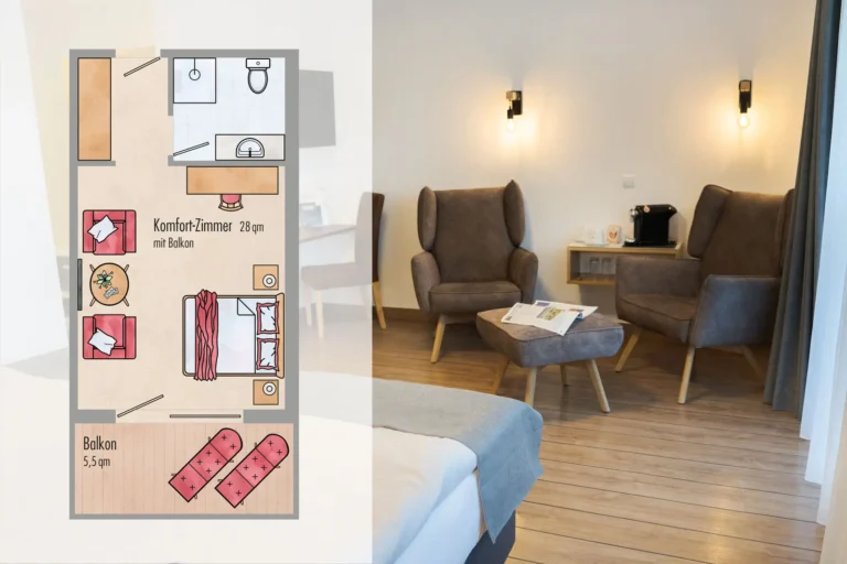 Komfort-Doppelzimmer Grundriss mit Bild